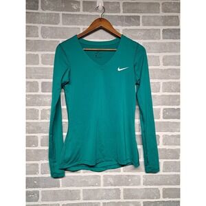 Nike Womens Long Sleeve Stretch Turquoise Pullover‎ Sport Top Size Medium